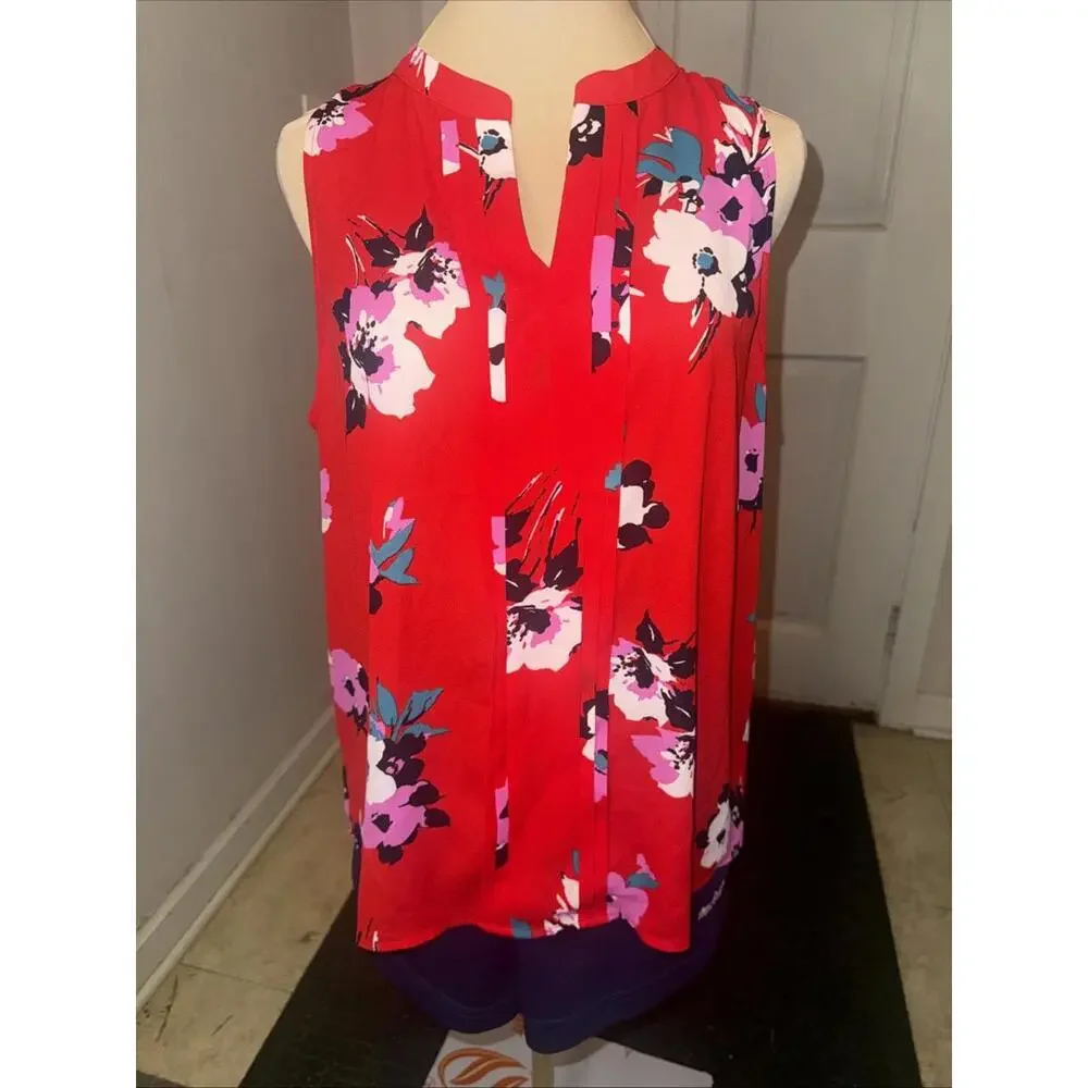 41 Hawthorn Lexie Floral Sleeveless Blouse, Women's Size L - Red Multi